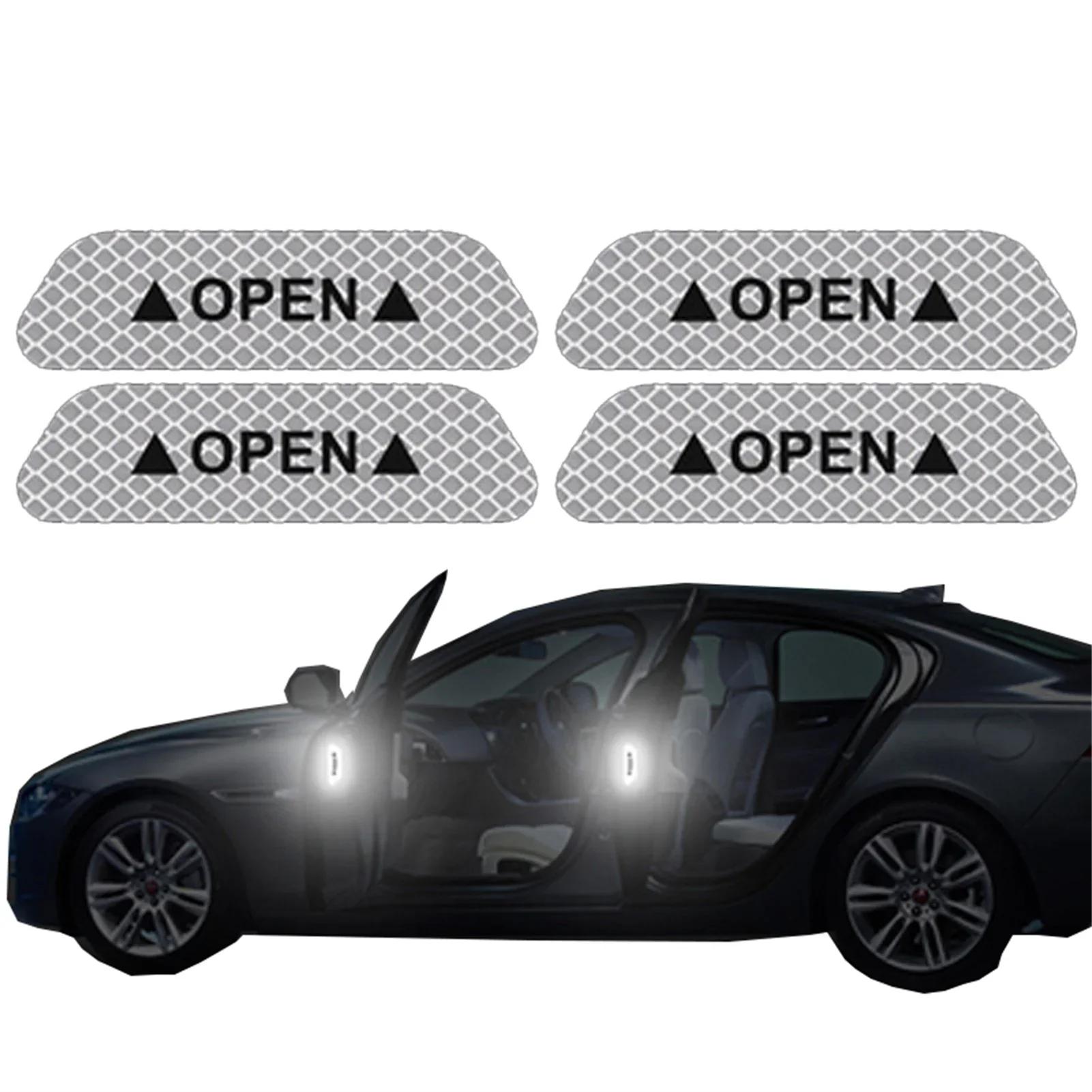 

4PC Car Door Reflective Sticker Safety Opening Warning Reflective Tape Car Accessories Interior Exterior Reflector