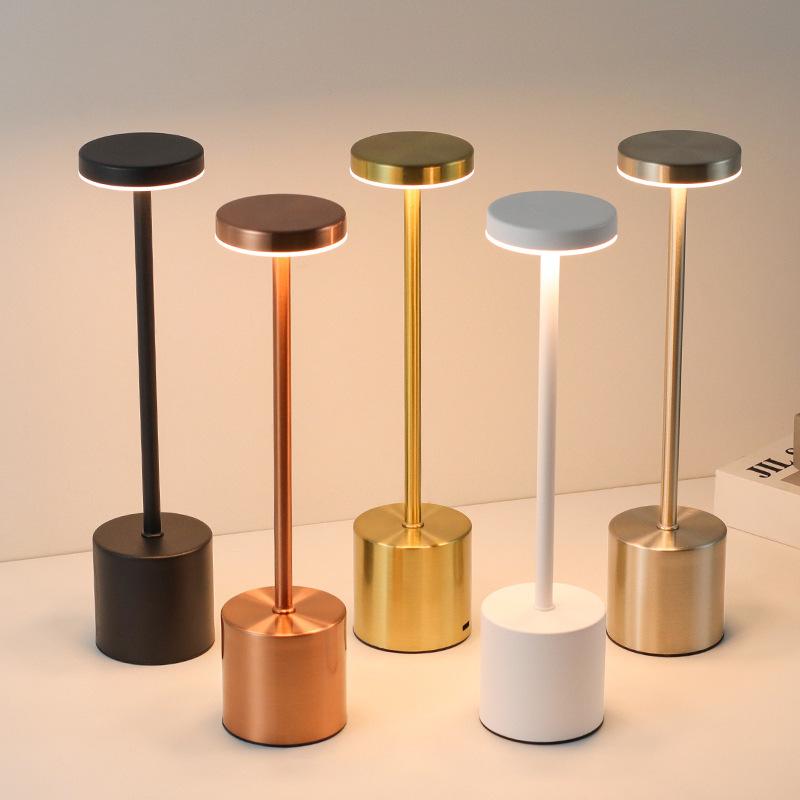 Nordic Style Cordless LED Table Lamp Alloy Body Touch Switch 3 Colors Rechargeable Perfect for Home Bar Restaurant Ambian