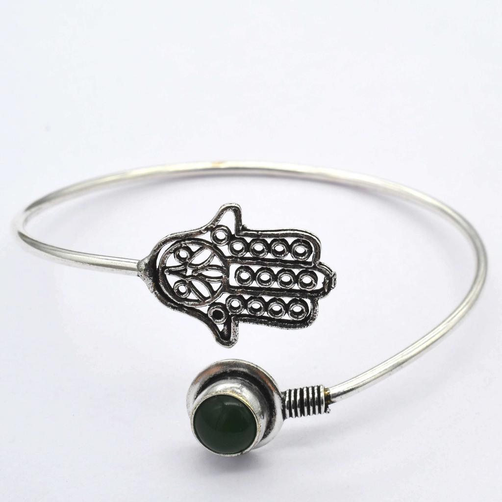 Green Onyx Gemstone Ethnic Handmade Adjustable Bangle Jewelry 8 Gms BN 141