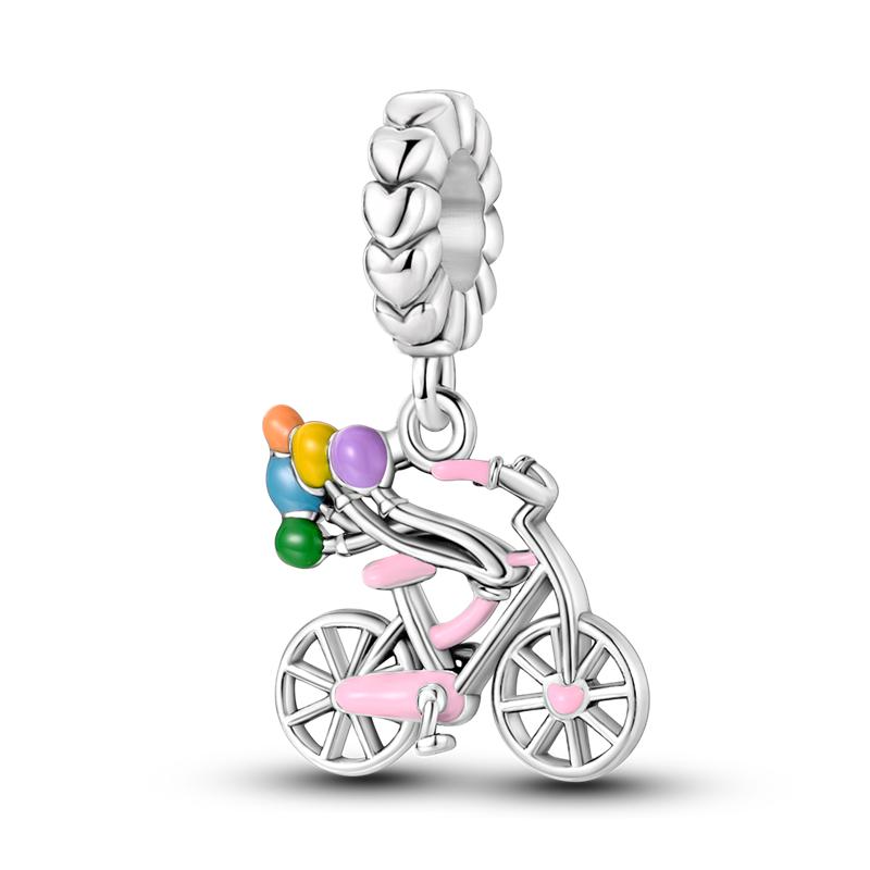 Romantic Bicycle Lover Charms Beads Copper Colorful Bike Pendants Fit Original Bangle Bracelet Diy Jewelry Gift