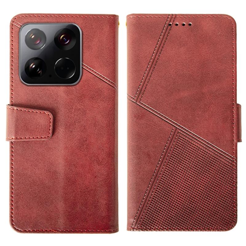 IDEWEI For Xiaomi 15 Case Leather Wallet Phone Cover Stand Calf Texture