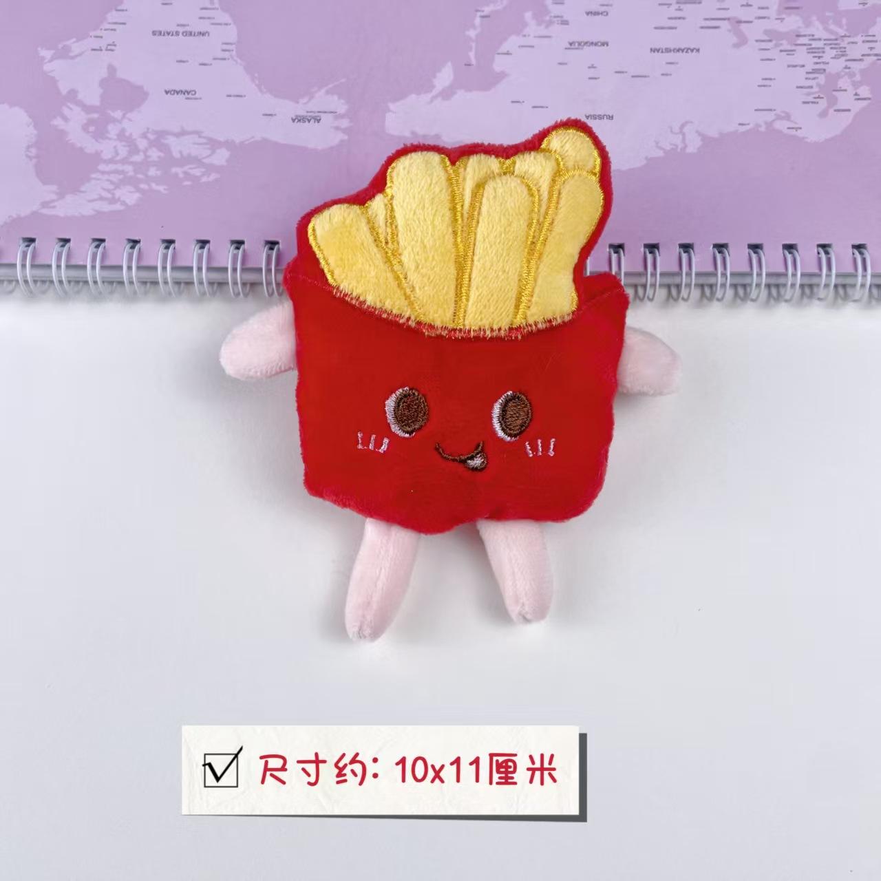 Cute Plush Food Pendant Dolls Burger Fries Toast Chicken Leg Brooch For Kids Clothing Decoration Accessories back opening style