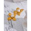 Yhpup Elegant Imitation Pearls Stainless Steel Flower Big Stud Earrings Women Golden Rust Proof Trendy Jewelry Party Gift