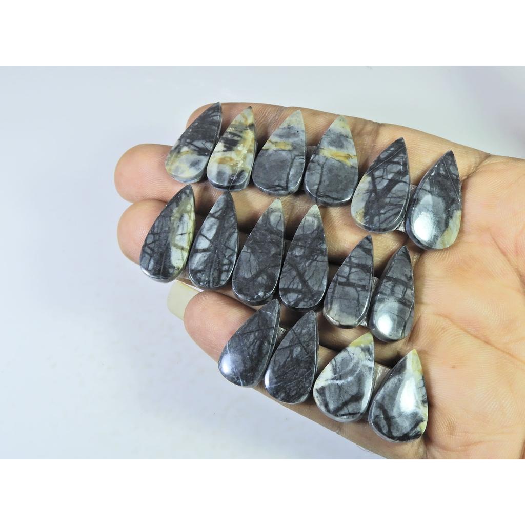Natural Picasso Jasper Matched Pair Pear Cabachon Loose Gemstone 08Pair Lot C-2745