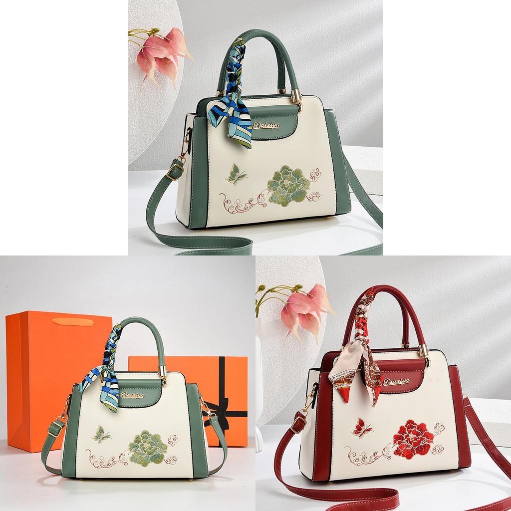 Artful Chinese Style Embroidered Pu Crossbody Bag For Daily Use Gift For Mom