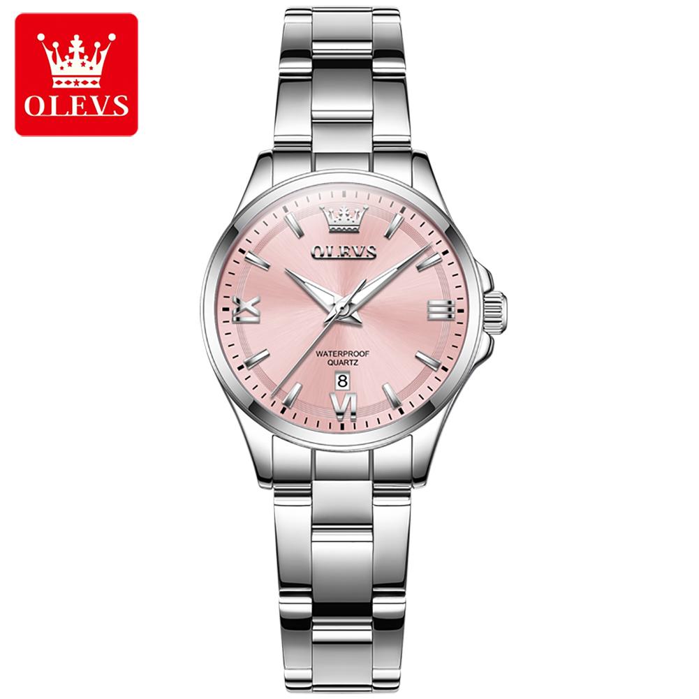 OLEVS 3668   Luxury Stainless Steel Luminous Quartz Watch for Women Waterproof Calendar Lady Sport Fashion Features
