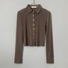 Korean Slimming See-through Mesh Long Sleeve Top for Women