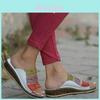 Elegant Summer Women Three-color Stitching Sandals With Open Toe Beach Wedges