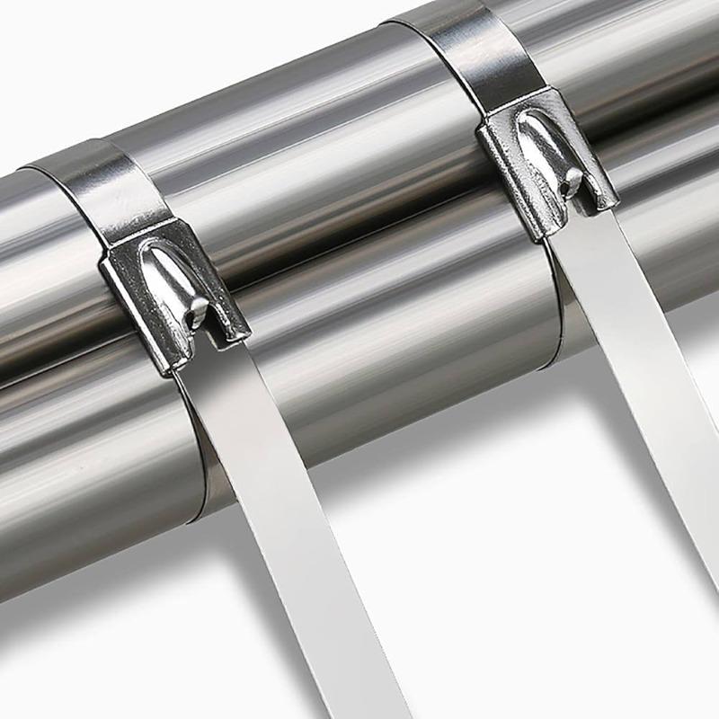 50/10pcs 7.9mm Stainless Steel Cable Tie Ring Reusable Self-sealing Fastening Tie Ring Metal Zip-Exhaust Locking Cable Organizer