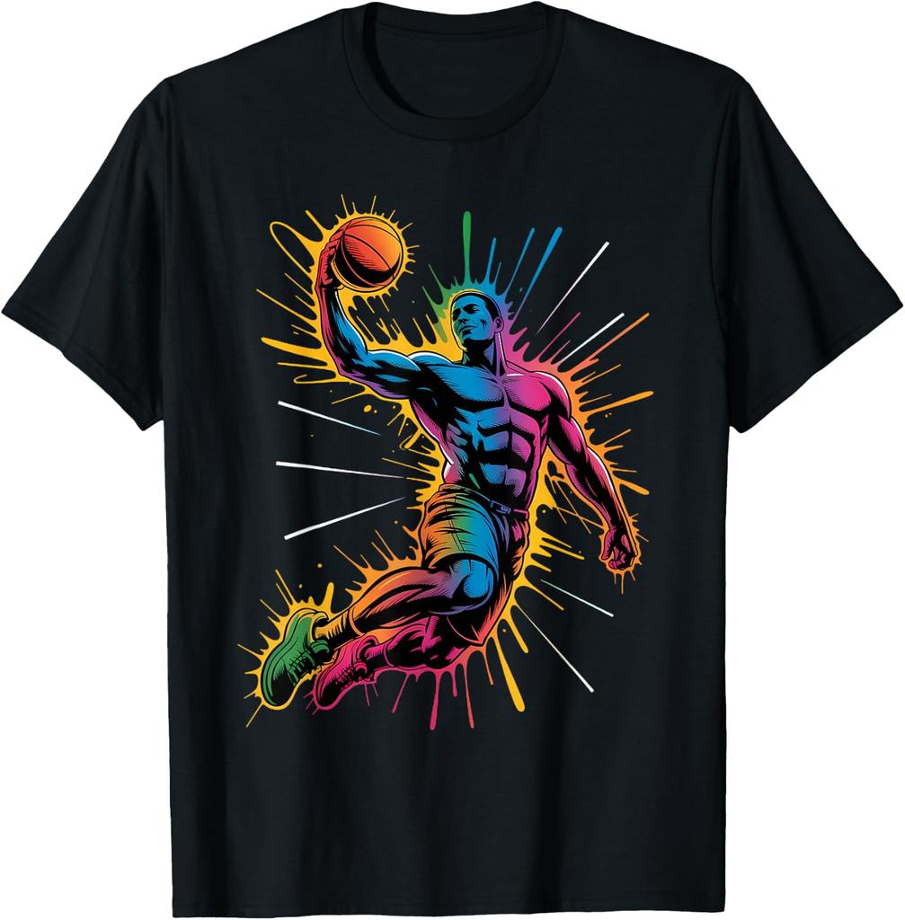 Basketball Player Slam Dunk Graphic T-shirt