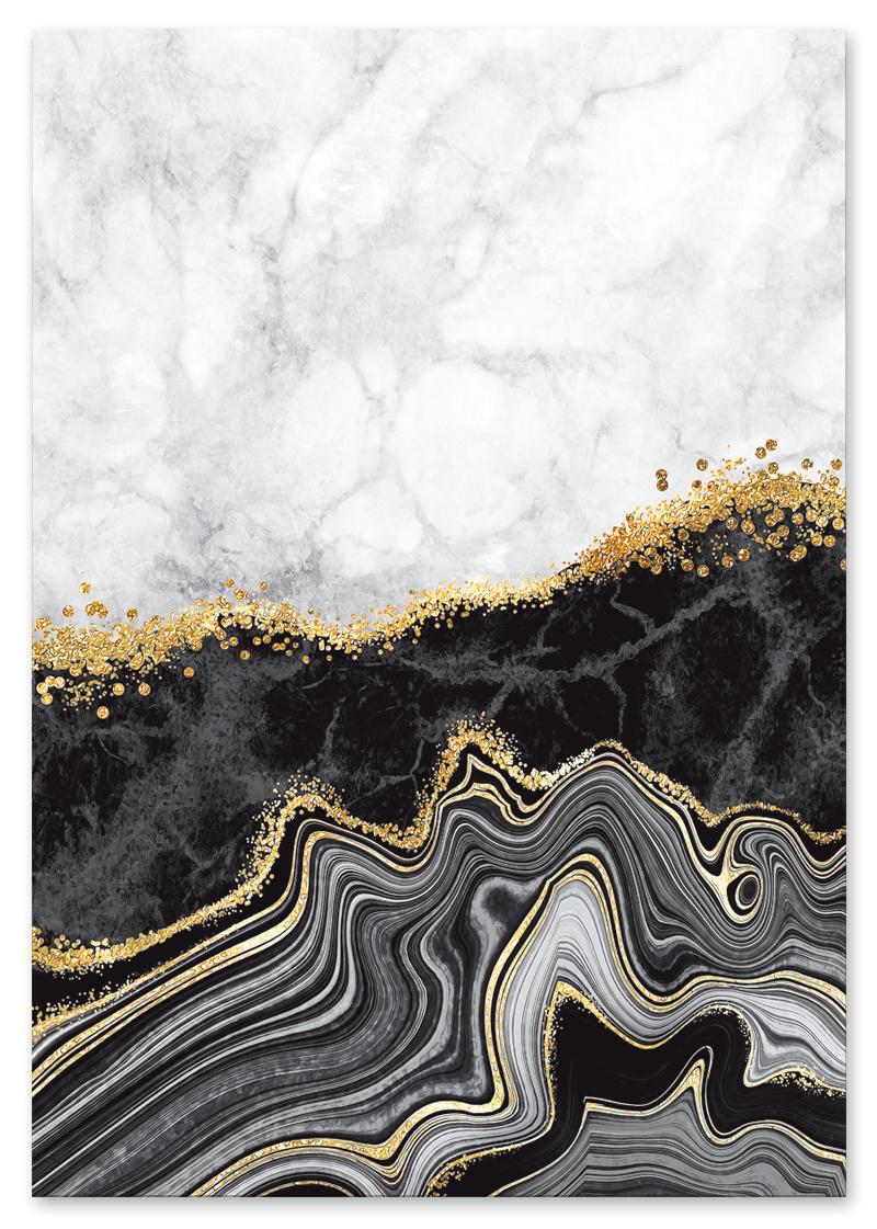 

Plakat abstrakcja czarno złota 30x40 cm