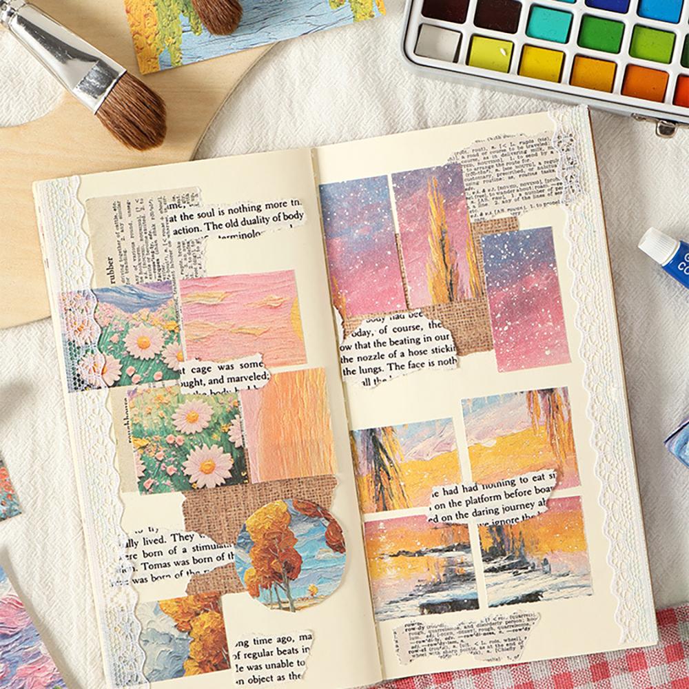 30 sheets of creative brush strokes, flower series material paper, iwatercolor, hand account decoration paper, sticky note paper