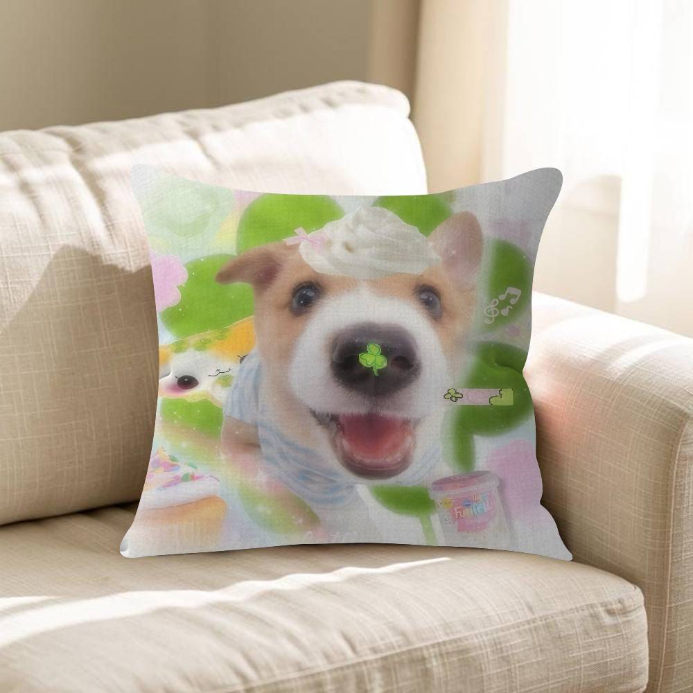 Cute Dreamy Pink Blue Puppy Animals Pillow Cushion Cover Pillowcase Living Room Sofa Home Decor Customized
