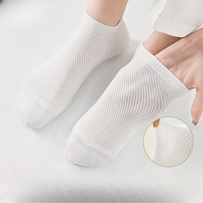 Damen Socken aus reiner Baumwolle, dünnes Netz, atmungsaktiv und schweißabsorbierend, rutschfest und nicht abrutschend, und knöchelhohe, reinweiße Nahtlose Socken