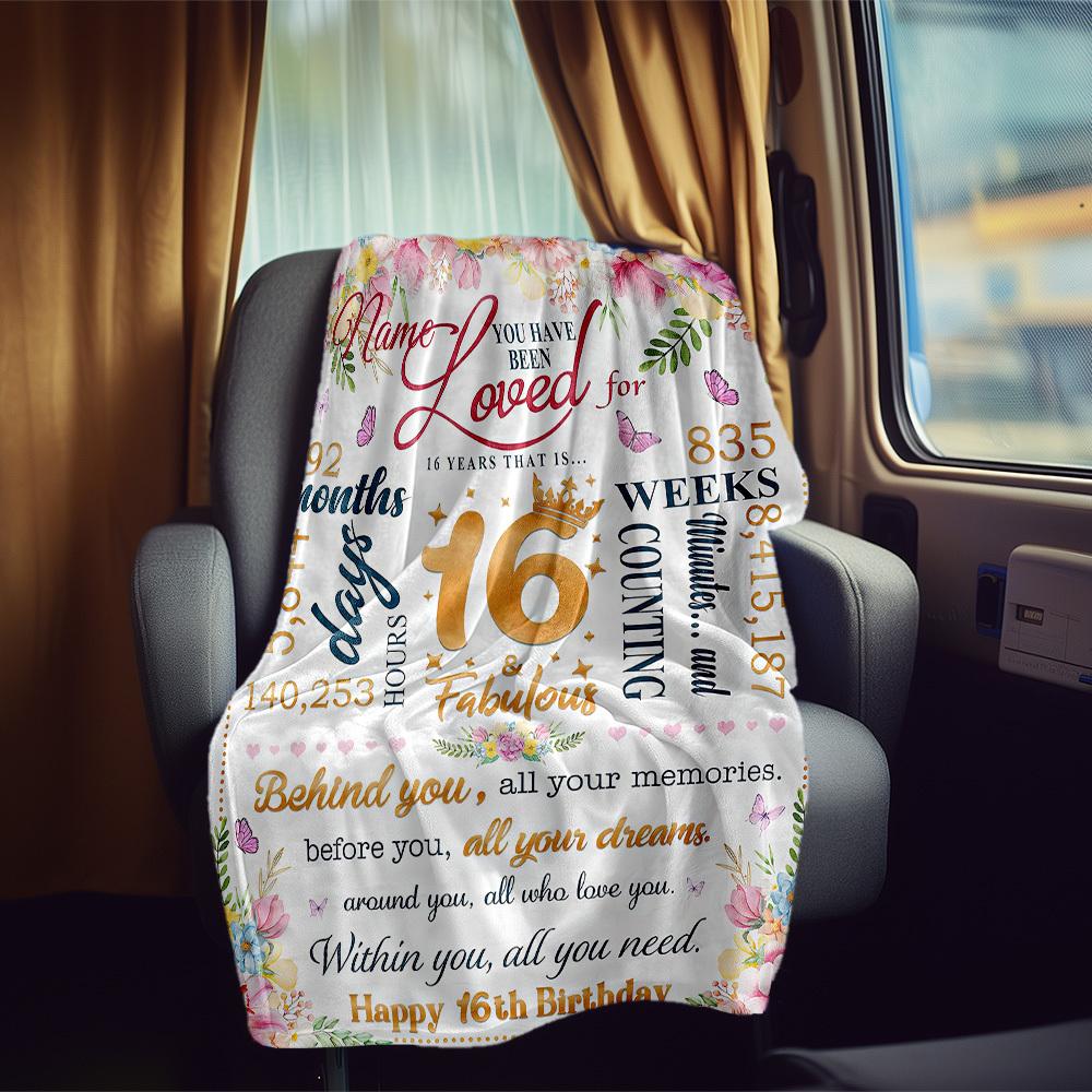 Happy 16Th Birthday Customize Your Name Rv Blanket Comfortable Soft Lightweight Multipurpose Blanket For Travel Camping Picnics Sofas Rvs Beds Living