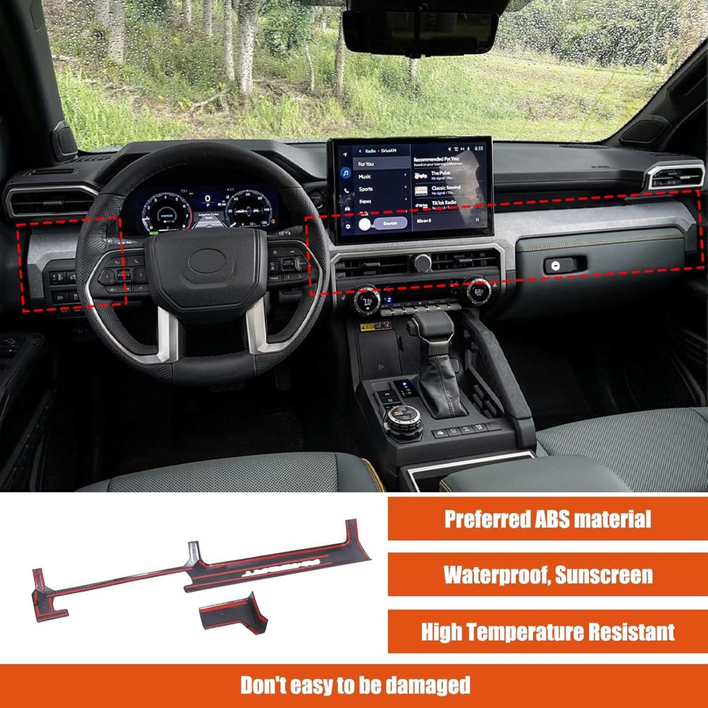 Center Console Screen Frame Cover Trim Compatible with Toyota Tacoma 2024 2025 14.3IN Screen Version, Car Interior Decoration Accessories (Carbon