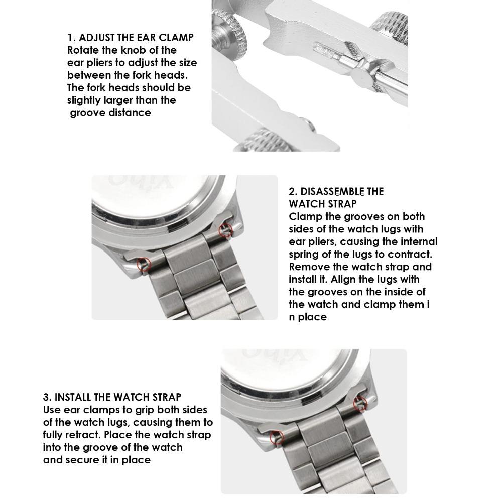 Watch Spring Bar Plier Tool Set with Durable 10 Tips Pins Spring Bar Tweezer Tool for Watch Wrist Bands Strap Removal Repair