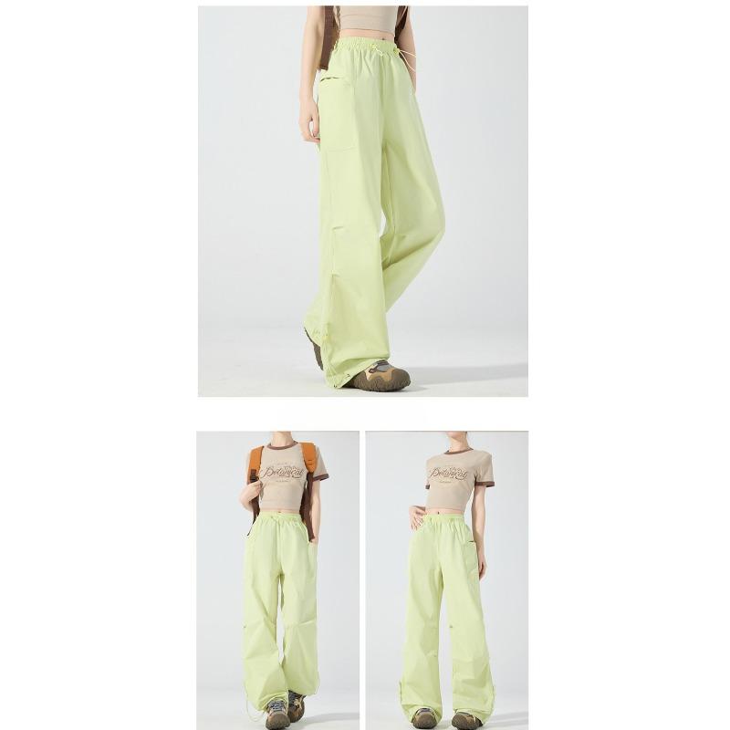 Pantaloni Traspiranti Impermeabili Colorati in Seta di Ghiaccio Asciugatura Rapida Gamba Larga Paracadute Ultraleggeri Antivento Protezione Solare per Donna