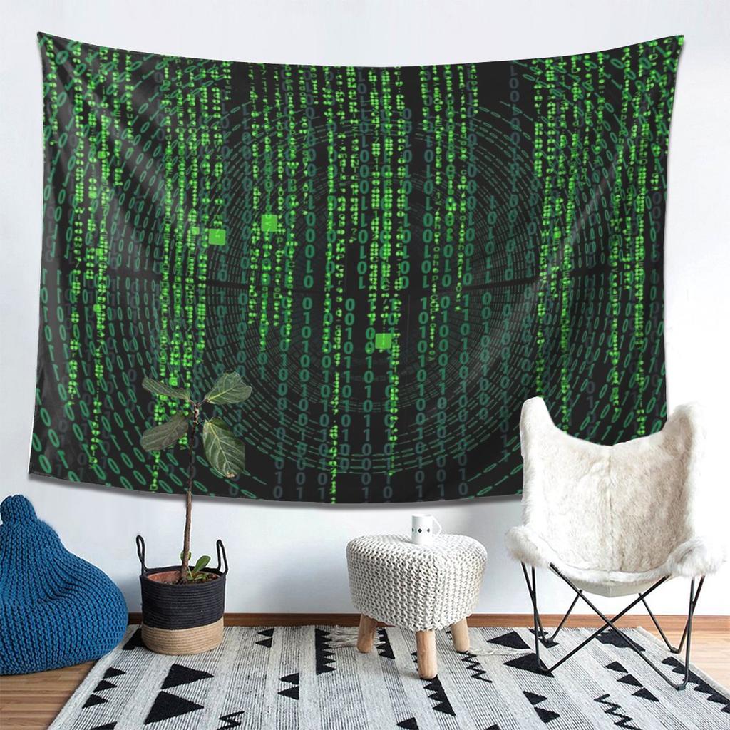 Matrix Original Green Design Tapestry Decor Art Aesthetic Tapestries for Living Room Bedroom Home Wall Cloth Wall Hanging