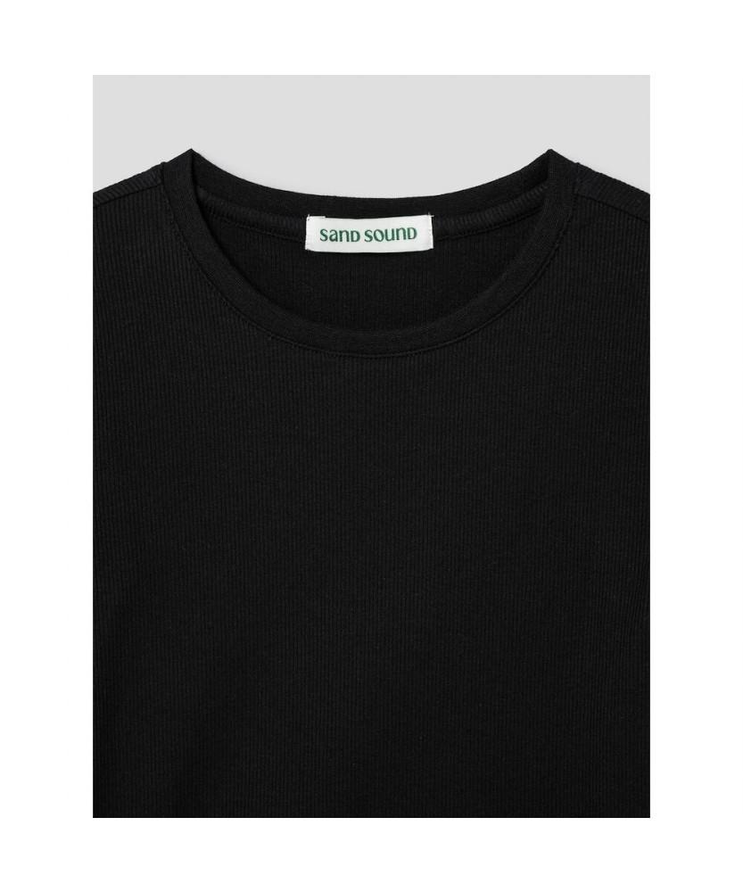 Saendeusaundeu (Women) Basic Side Slit T-Shirt Black