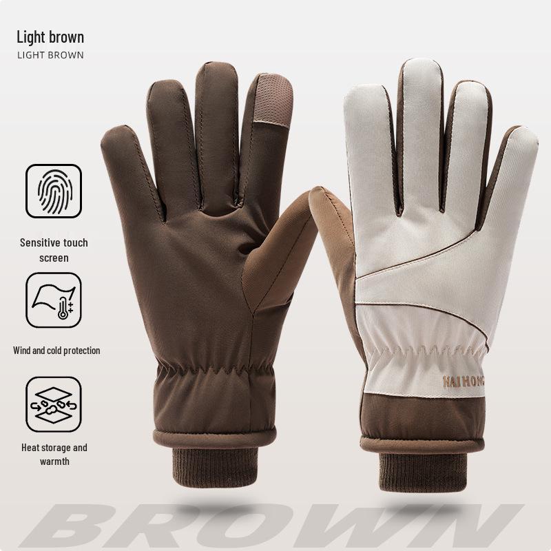 Windproof Touchscreen Non-slip Fleece-lined Winter Cycling Gloves for Electric Motorcycle