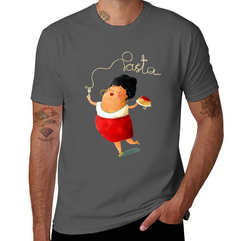 Spaghetti Pasta Lady TShirt Independence Day Short Sleeve TShirt
