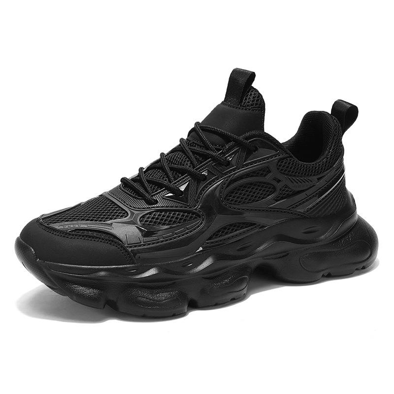 

Новая универсальная мужская обувь весна повседневная беговая спортивная обувь дышащая мужская легкая толстая подошва увеличивает тренд 44 чёрный