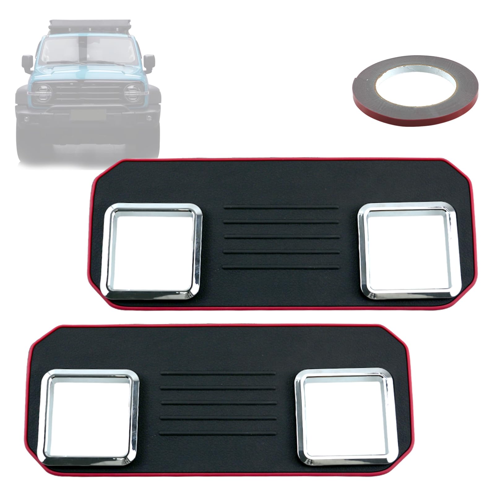 

Jeyaic Upgraded Seat Back Table Mat and Cup Holder Rings for Roomy and Black Design with Red Strokes 2-Piece 4-Piece Tank, Thor, Justy, Non-Slip