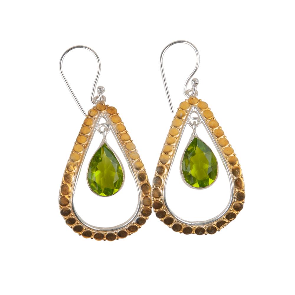 Rare Peridot Gemstone 925 Sterling Silver Jewelry Handmade Dangle Earrings 2.27" EE-82-5
