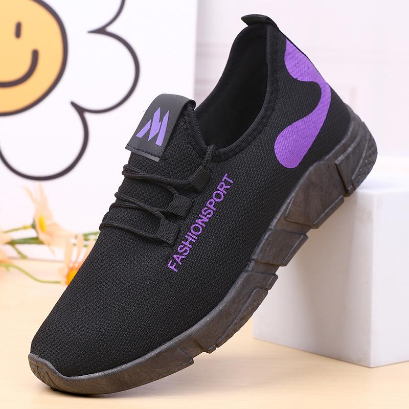 

Comfortable Ladies Lace Up Sneakers Thick Soft Sole Breathable Lightweight Canvas Daily Shoes 36 фиолетовый