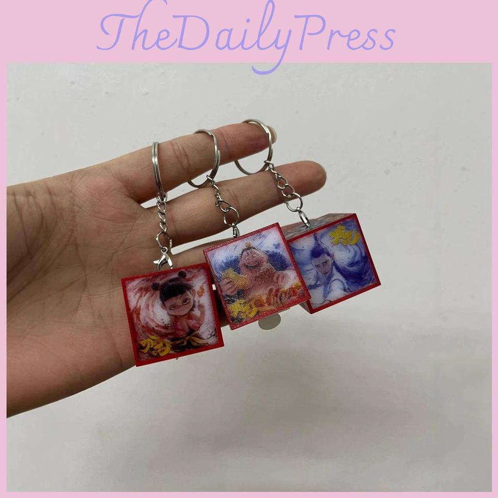 2 Ne Zha Multicolor Luminescence Keychain Movie Merchandise Keyring Pendant