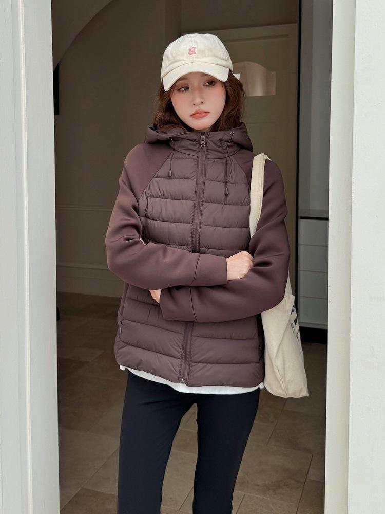 Hooded Down Padded Jacket Women's New Autumn and Winter Small Padded Jacket Short Splicing Padded Jacket