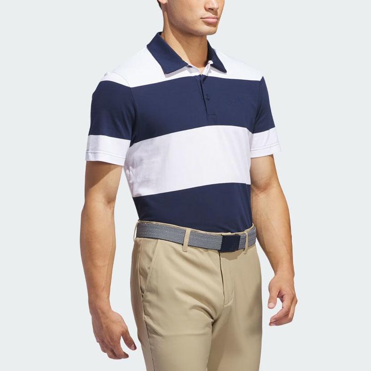 Adidas Colorblock Rugby Stripe Polo Shirt Men Tops Blue White IU4353