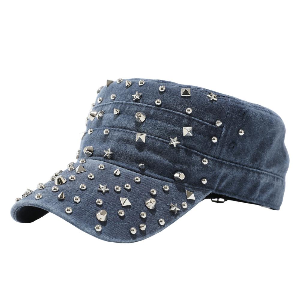 Flat top hat Heavy industry rivet military hat Women's retro washed old baseball hat Men's outdoor sunshade cap