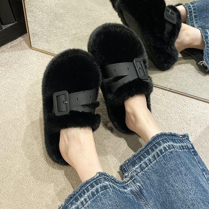 Wear Thick Cotton Mop Home Soft Bottom 2025 Semi-non-slip Autumn and Winter Pregnant Women Bag Head Bottom Black New Fluffy Slippers Women