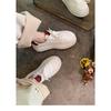 Cowhide Version~ Classic Round Head Thick Sole Heightening Lace-up Little White Shoes College Style Versatile Board Shoes Women