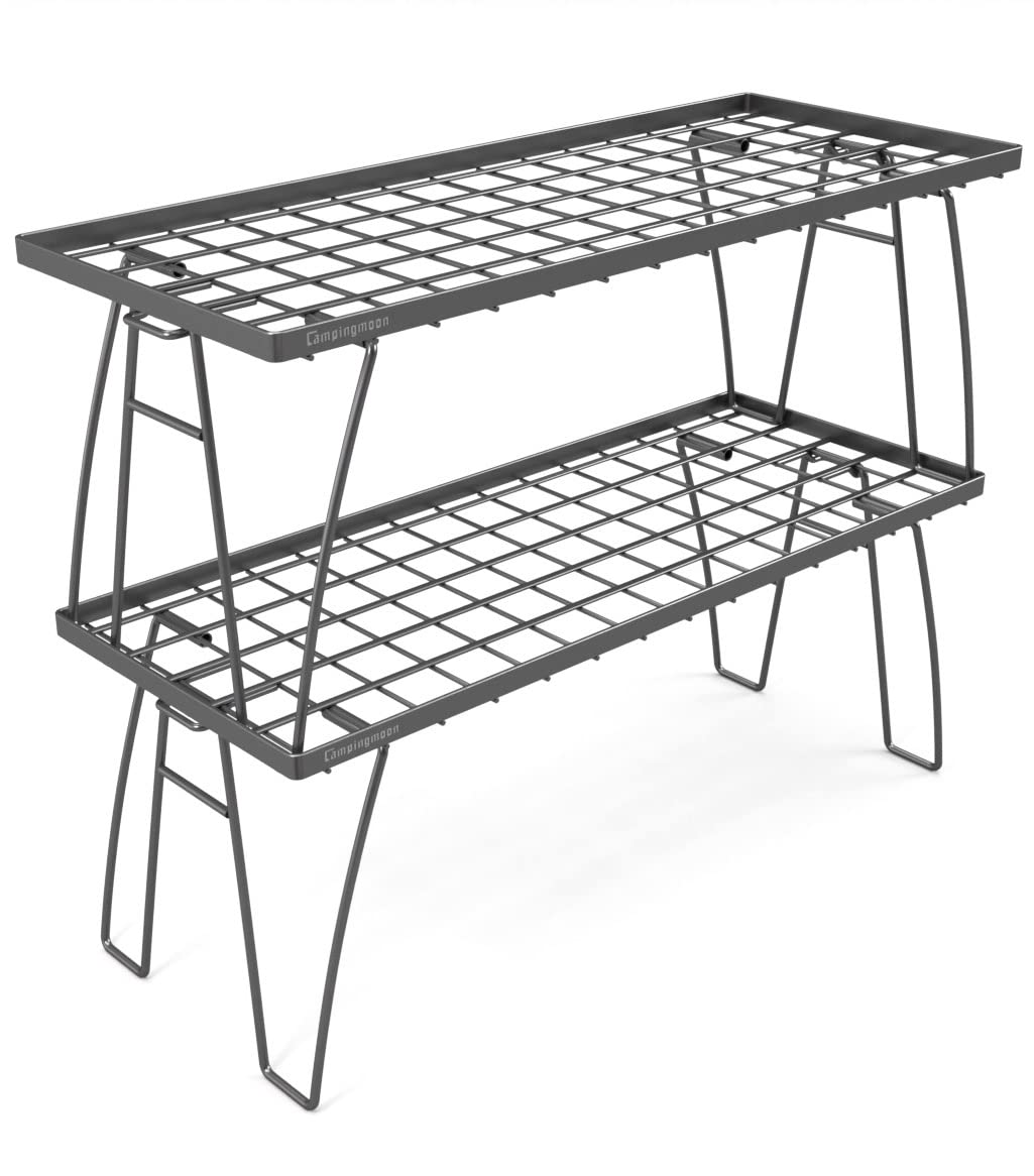 

CAMPING MOON Походная стойка, Складная и штабелируемая сетчатая стойка для походных столов, хранения, для кемпинга на открытом воздухе, Набор из 2 штук, T-229-2T