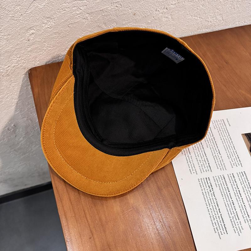 Classic Solid Corduroy Color Beret Cap With Warmth Sunshade For Winter Gift