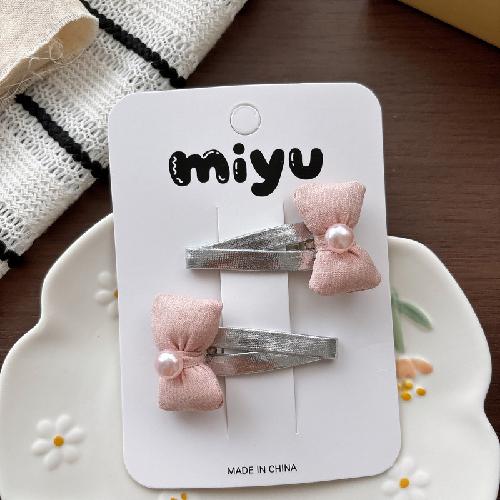 New Korean Sweet Silver Bow Hairpin Sweet Cool Pink Girl Side Pressure Clip Bangs Bb Clip Hair Accessories
