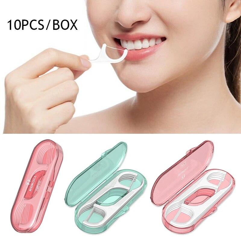 Mini 10 Pezzi/scatola Stuzzicadenti Filo Interdentale Spazzolino Interdentale Pick Filo Interdentale Stuzzicadenti Portatile Filo Interdentale Pulitore Denti Con Scatola Portaoggetti