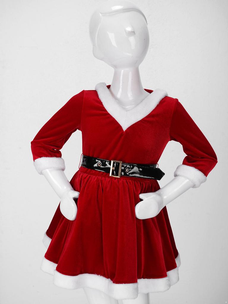 YONGHS Women's Shiny Sequins Mrs Santa Claus Skater Skirt Christmas Party Cosplay Fancy Dress Red B Large