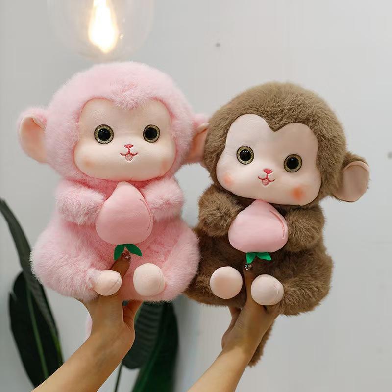 Soft Cute Peach Monkey Plush Toys Children's Sleeping Pillow Wedding Event Gifts Little Monkey Ornaments