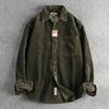 Solid Color Corduroy Vintage Shirt Men Spring Fashion Simple Basic Long Sleeve Blouse America Style Coats