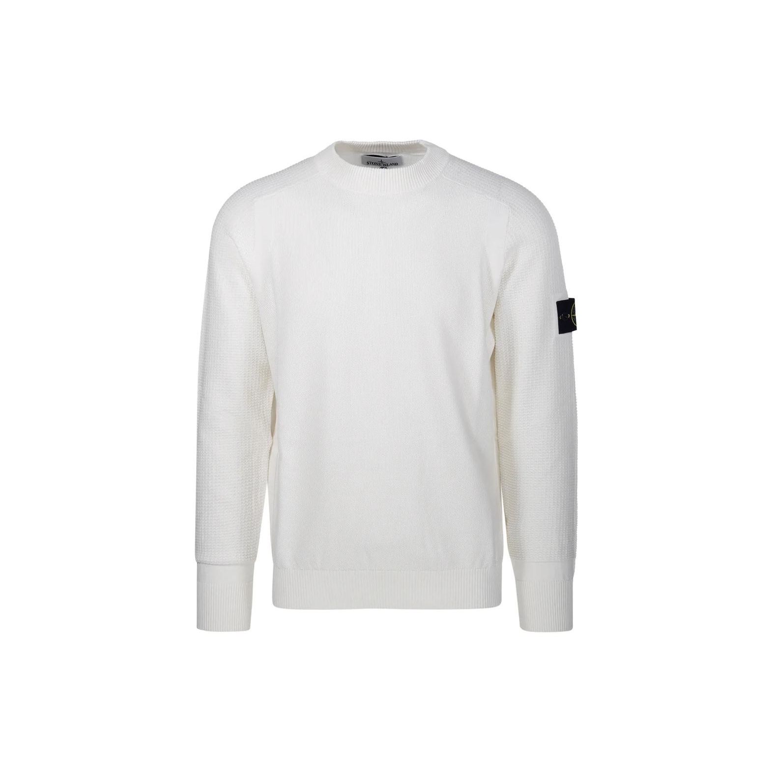 

Stone Island Plain Logo Pullover Crew Neck Long Sleeve Sweater Men sweater White 8015536B4-V0001 M