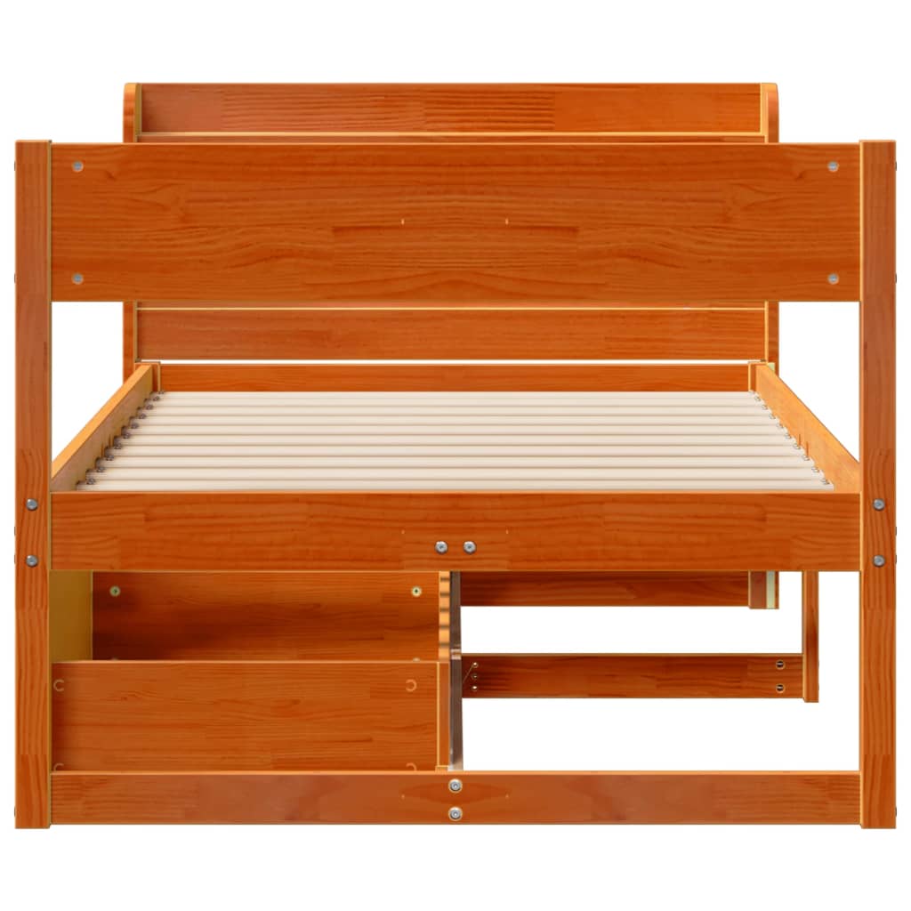 Solid Wood Bed without Mattress Wax Brown 100x200 cm Pine Wood