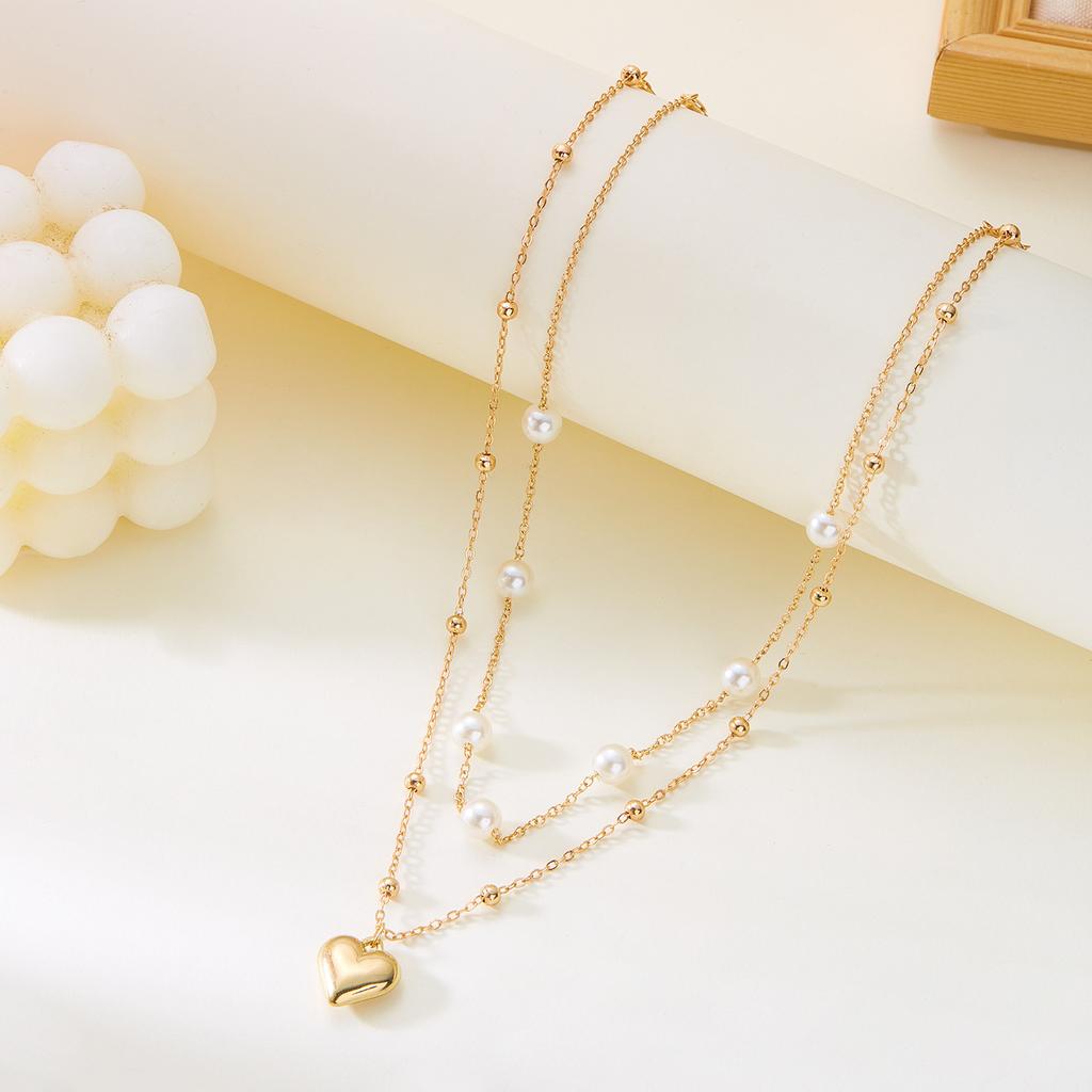 Holiday Beach Pearl Pendant Necklace Ocean Shell Starfish Multilayer Stacked Clavicle Chain