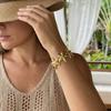Mermaidcore Aesthetic Chunky Gold Color Starfish Bangle for Women Textured Metal Wide Open Bracelet Summer Beach Jewelry