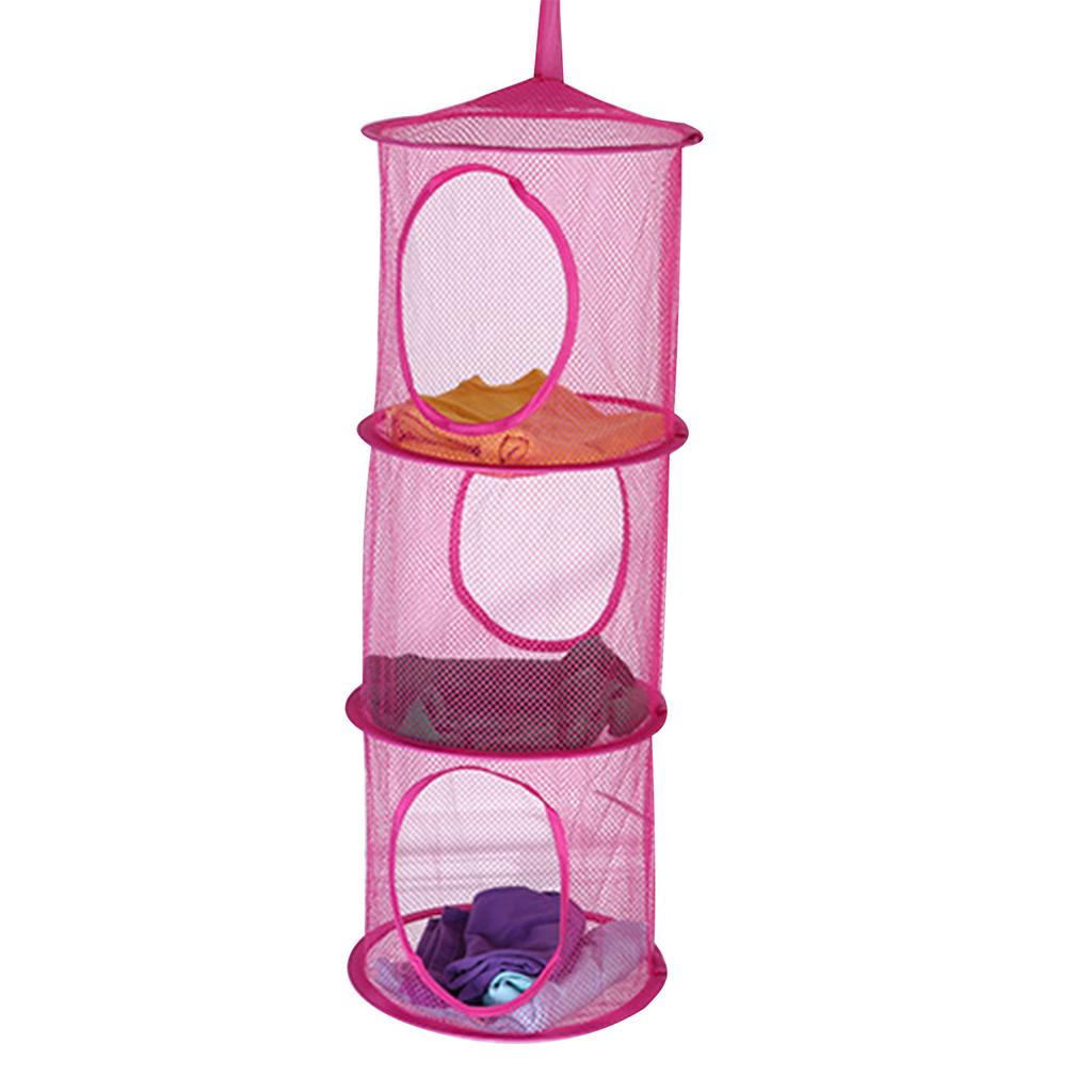 Clothes Storage Cage 3 Tiers Foldable Breathable Underwear Bra Door Organizer with Compartments Home Organization Tool
