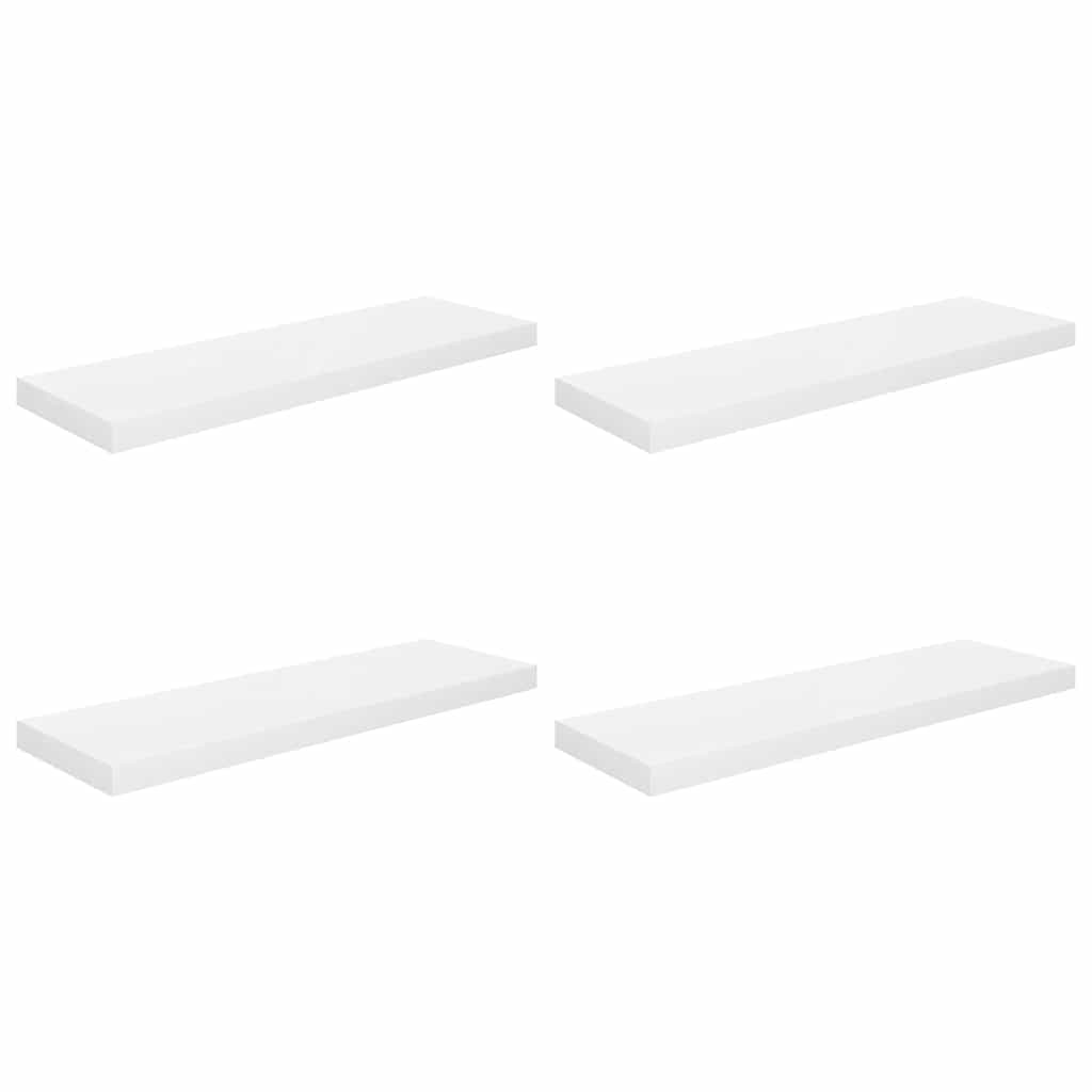 Floating Shelves Set 4 Pcs. High Gloss White 80 X 23.5 X 3.8 Cm MDF