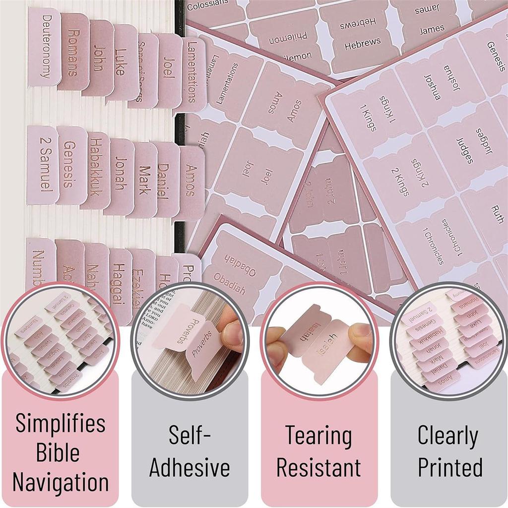 6 Blätter Bibelregisterlaschen Dekorative Bibelregisterlaschen Laminierte Bibellabel Leicht lesbare Bibel-Journaling-Zubehör für Mädchen